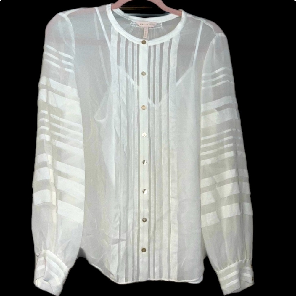 Rebecca Taylor 100% Silk White Sheer Blouse- Size 8